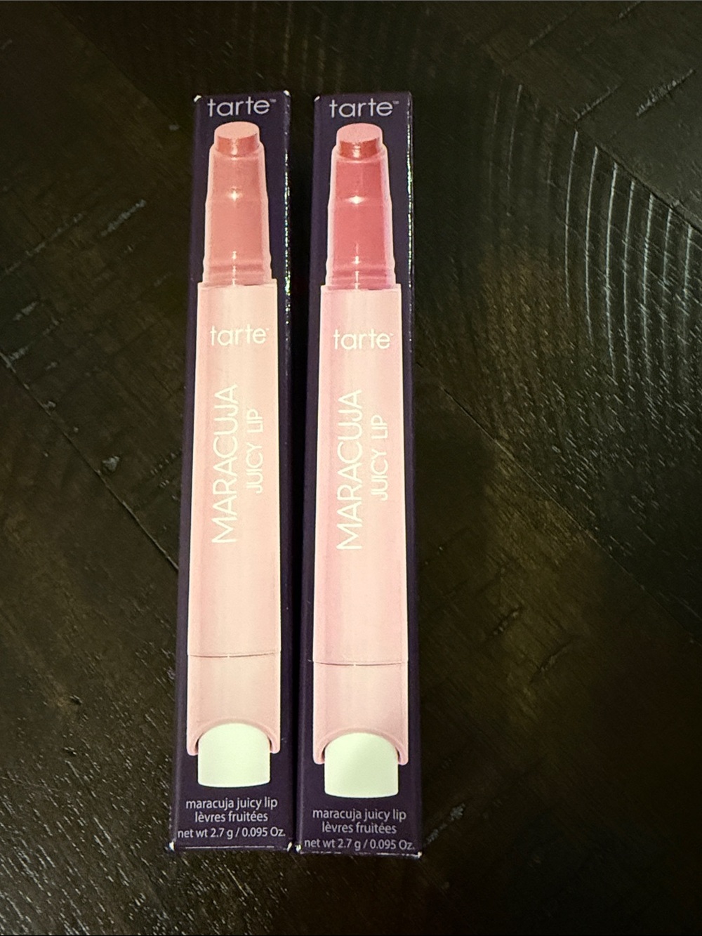 Tarte Maracuja Juicy Lip in hibiscus and rose.